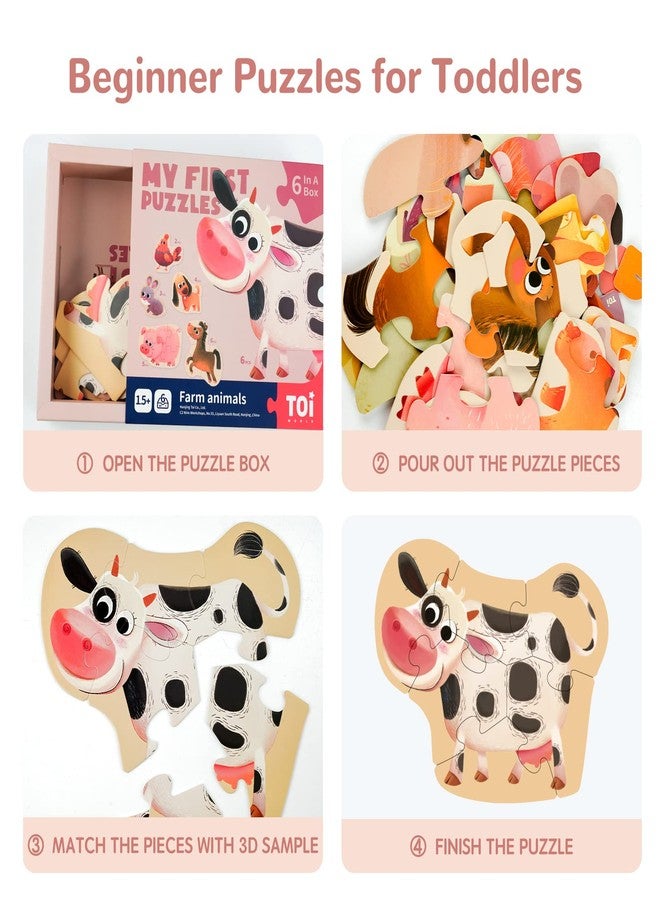 Toi 6 Packs Large Piece Toddler Jigsaw Puzzles for Kids Aged 2.5+, Animal Shaped Floor Puzzles for Beginner, Preschool Learning Game for Boys Girls, Farm Animals - Image 5
