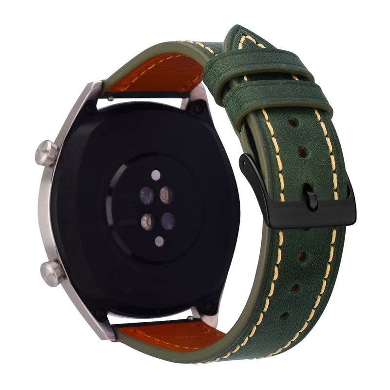 Bluejw Universal Plain Oil Wax Leather Watch Strap Replacement for Apple Watch Series 10 9 8 7 6 5 4 3 2 and General Watches – Replace the Watch Strap Easily - Image 1