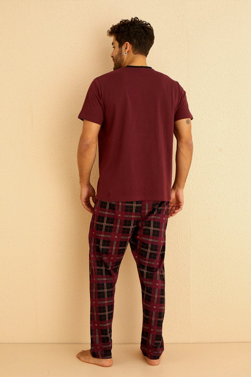 Nisanca Premium Cotton Short Sleeve Men's Pajama Set - Plaid Groom Pajama Set  - Image 4