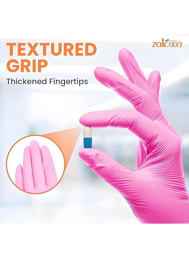 Zalcoon Disposable Gloves Nitrile Exam Gloves Pink Powder-Free Non-Sterile Food Safe Cleaning Gloves, Small, Case of 500 (5 Pack x 100 Pieces)  - Image 4