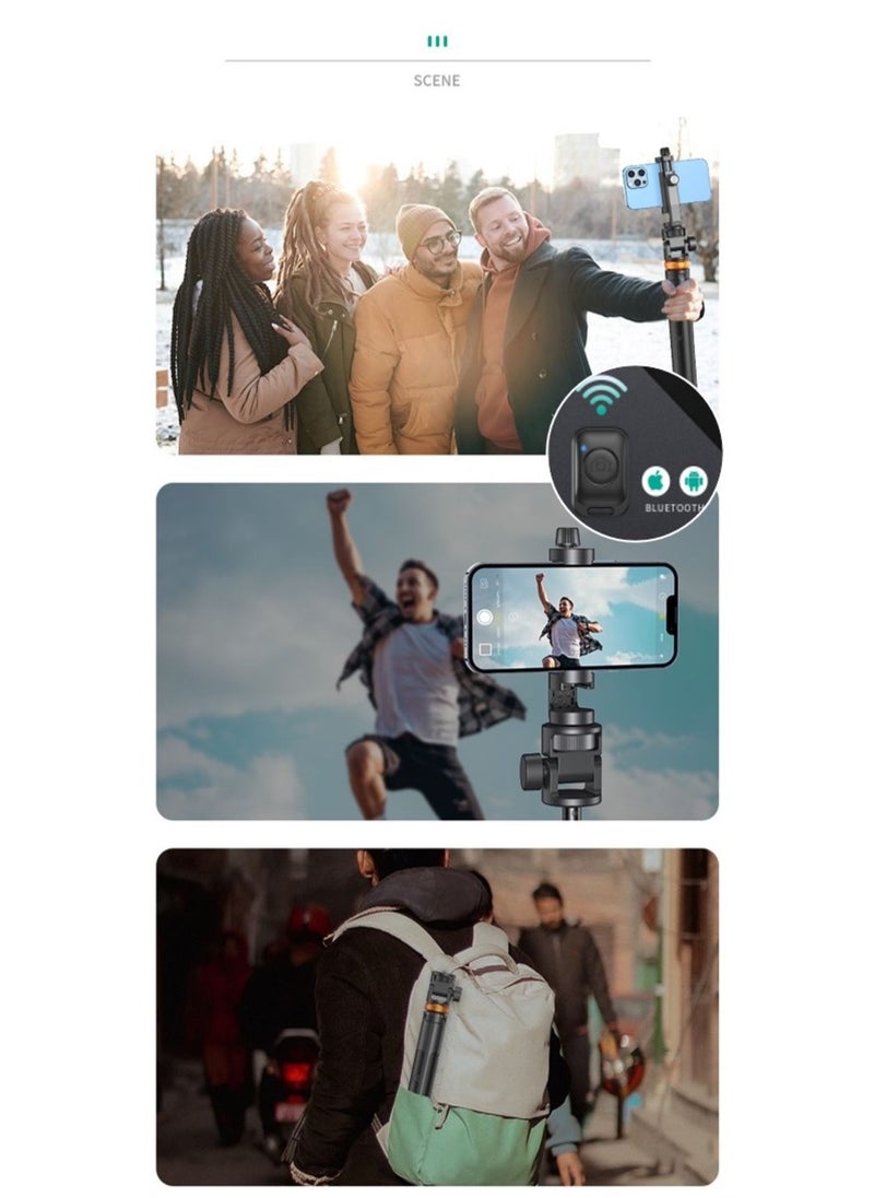 General - 62”/158cm Selfie Sticks Tripod, with Remote, Extendable Phone Tripod Camera Stand,360°Portable Selfie Stick Cell Phone Tripod for Travel/Vlogging/Filming(Black) - Image 1