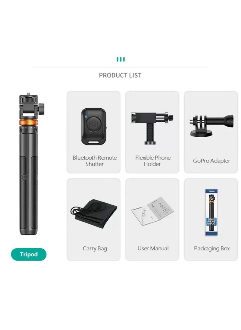 General - 62”/158cm Selfie Sticks Tripod, with Remote, Extendable Phone Tripod Camera Stand,360°Portable Selfie Stick Cell Phone Tripod for Travel/Vlogging/Filming(Black) - Image 1