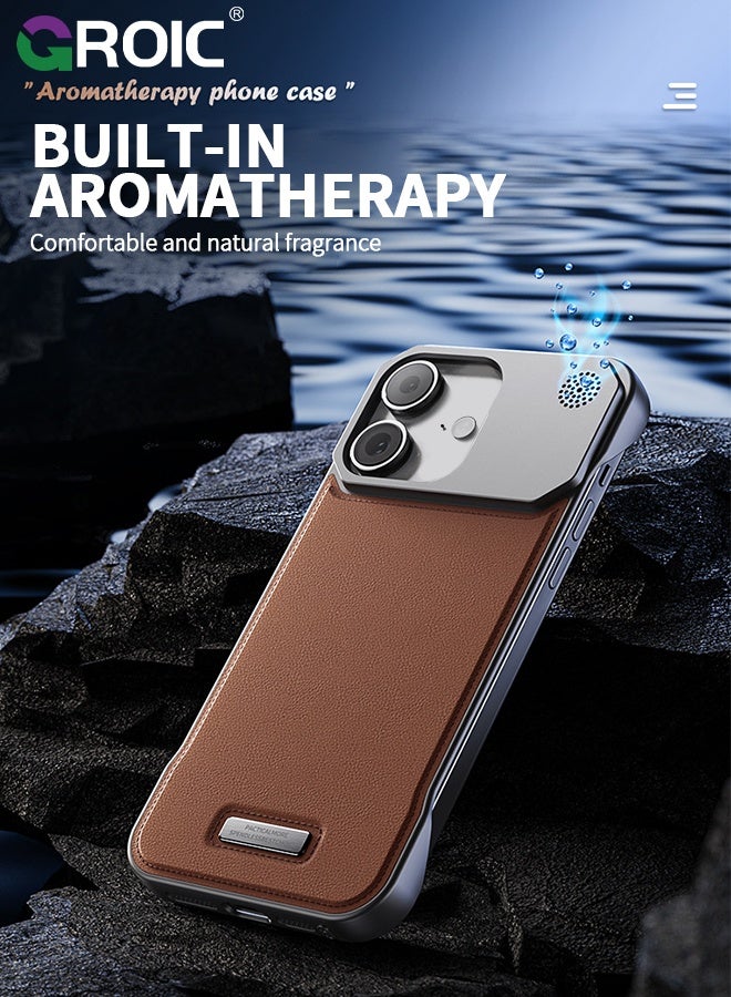 GROIC iPhone 17 Case,Luxury Aromatherapy Pu Leather Magnetic Slim Phone Case,Magnetic iPhone 17 Phone Cover,Frameless Minimalist Design iPhone 17 Phone Shell 6.3inch - Image 3