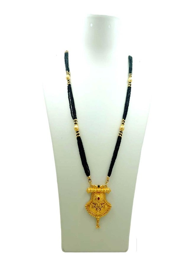 Swaroop Designer Mangalsutra For Women Stylish New Gold Plated Mangalsutra Long Size Heavy Design Long Black Bead Chain 86 - Image 2