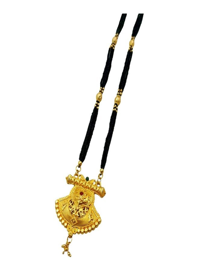Swaroop Designer Mangalsutra For Women Stylish New Gold Plated Mangalsutra Long Size Heavy Design Long Black Bead Chain 86 - Image 1