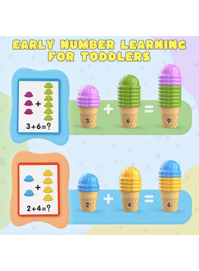 Dreamon Ice Cream Color Sorting Toys For Toddlers, Montessori Counting Pretend Play Toys - 76 Pieces, Early Math Manipulatives Learning Toys With 10 Educational Number Cards For Preschool Kids (Number) - Image 3