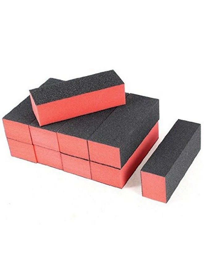 ONWON 10 Pcs Sanding Buffing Nail Polisher 4 Way Polish Buffer Buffing Block Nail Files Art Pedicure Manicure File(Black Red) - Image 1