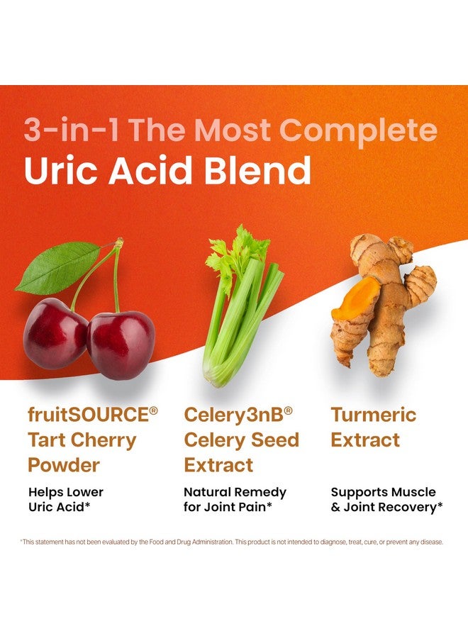 Nutriana 3 in 1 Uric Acid Flush Cleanse - Tart Cherry Extract with Turmeric & Celery Seed Supplement Purge 60 Veggie Capsules Joint Support and Feet Support - Image 1