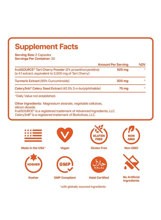 Nutriana 3 in 1 Uric Acid Flush Cleanse - Tart Cherry Extract with Turmeric & Celery Seed Supplement Purge 60 Veggie Capsules Joint Support and Feet Support - Image 2