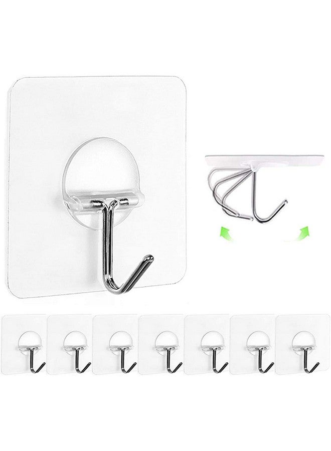 Dargoba Stainless Steel, Plastic, Polyvinyl Chloride Adhesive Hooks for Wall Heavy Duty, Self Adhesive, Wall Hangings, Clothes Hanging, Sticky Photo Frame Hangers - (Transparent) 10 Pack - Image 1