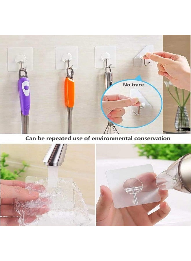 Dargoba Stainless Steel, Plastic, Polyvinyl Chloride Adhesive Hooks for Wall Heavy Duty, Self Adhesive, Wall Hangings, Clothes Hanging, Sticky Photo Frame Hangers - (Transparent) 10 Pack - Image 2