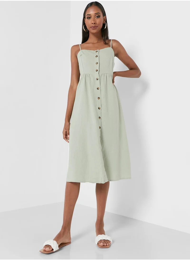 Jacqueline de Yong Button Detail Pleated Dress