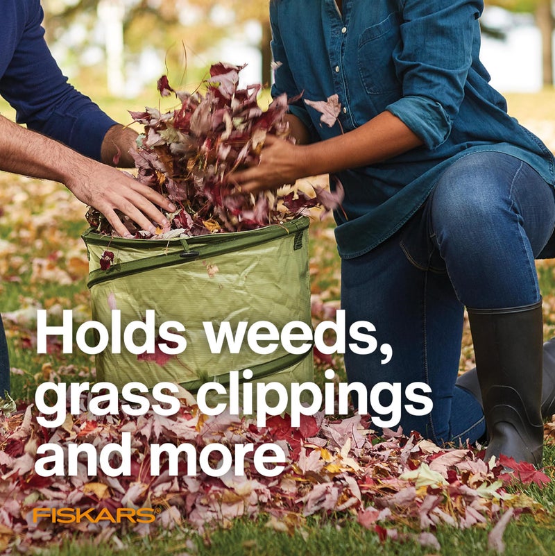 Fiskars Kangaroo Collapsible Spring Up Garden Bag for Yard Waste, Grass, Branches & Weeds, Tear & Mildew Resistant Vinyl-Coated Polyester, Folds Flat to 3 Inches for Space-Saving Storage, 30 Gallon - Image 5
