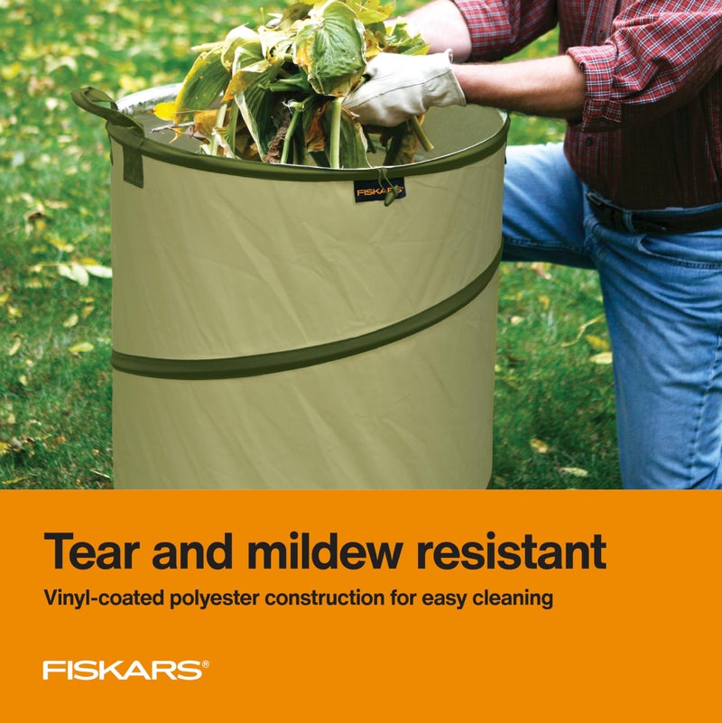 Fiskars Kangaroo Collapsible Spring Up Garden Bag for Yard Waste, Grass, Branches & Weeds, Tear & Mildew Resistant Vinyl-Coated Polyester, Folds Flat to 3 Inches for Space-Saving Storage, 30 Gallon - Image 3