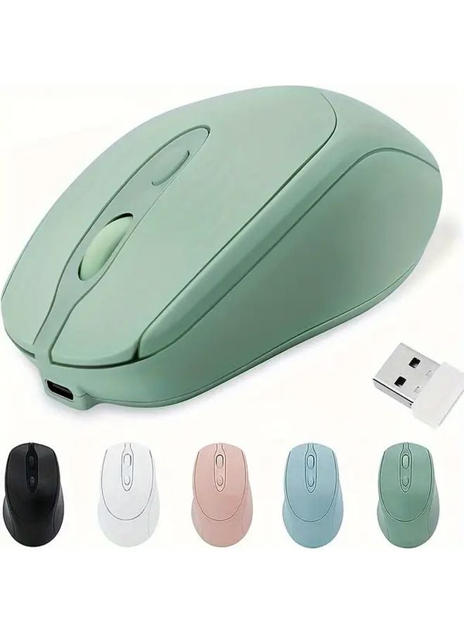 Green Ergonomic Wireless Mouse Rechargeable BT 2 4G Dual Mode Portable For PC Laptop Tablet - Image 1