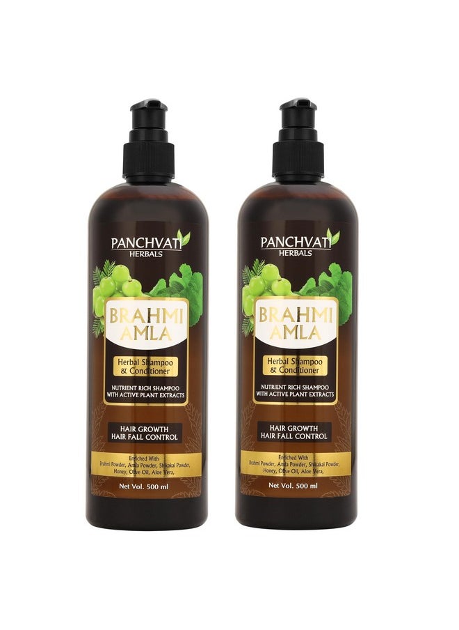 Panchvati Herbals Brahmi Amla Shampoo Promotes Faster Hair Growth Reduces Hair Fall Avoids Premature Greying Pack Of 2 (Each 450 Ml)  - Image 1