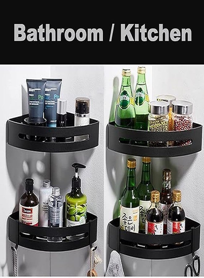 SNAPPSY Bathroom Triangle Storage Rack | 2Floor Elegant Black WallMounted Organizer | Adhesive Suction Holders for Towels, Toiletries, and Cleaning Supplies | Waterproof & Versatile - Image 5