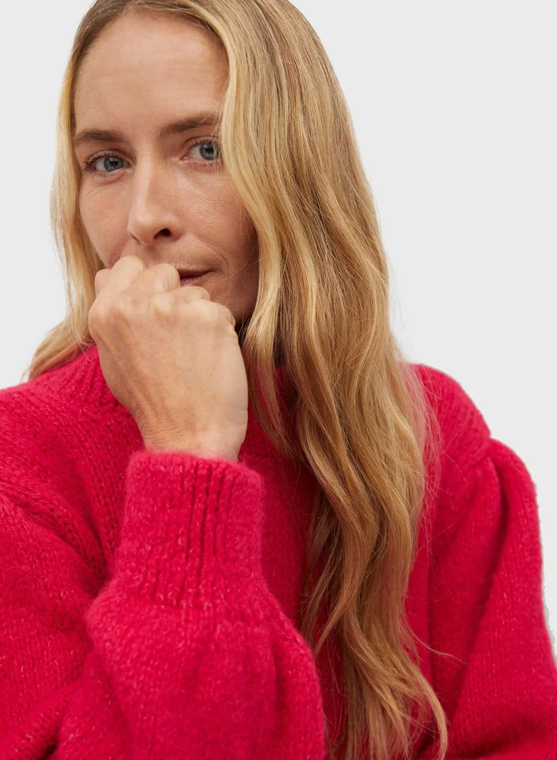 MANGO Balloon Sleeve Knitted Sweater