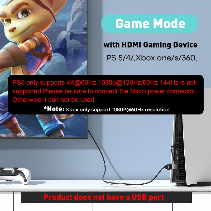 UANTIN HDMI to DisplayPort Adapter (4K 60Hz,1080p 120Hz) Uni-Directional Only, HDMI (Source) to DP (Display) Converter Male to Female for Laptop,AMD,NVIDIA,PS5,Xbox and More - 1 Pack - Image 3