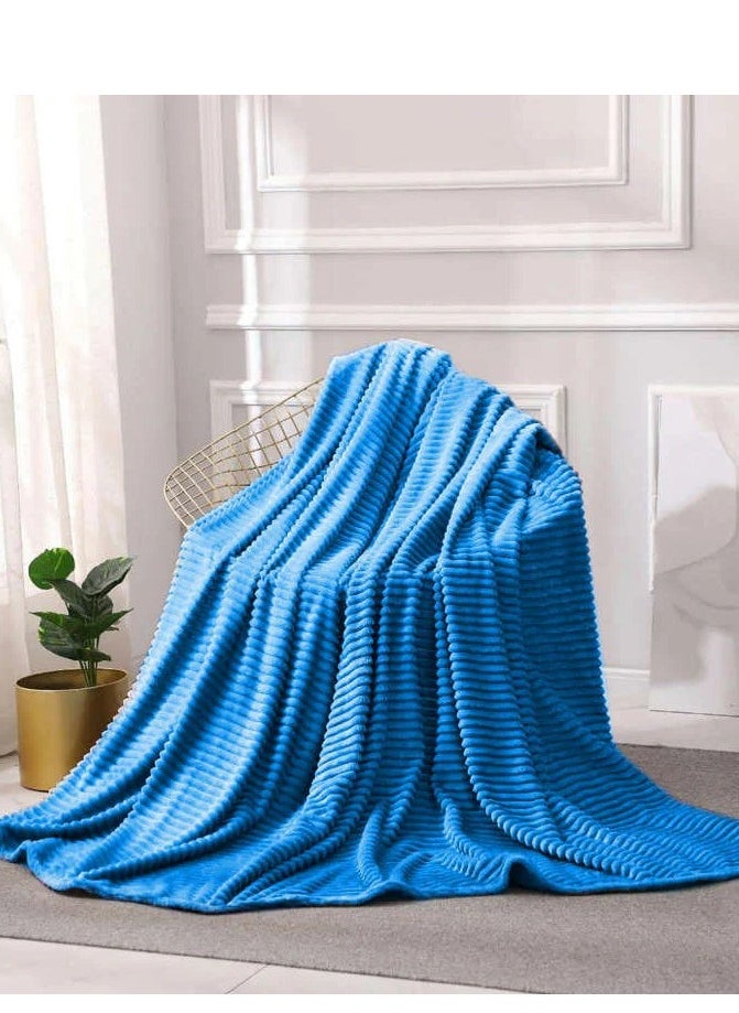  تي  جي  إتش - بطانية فانيلا مخططة، بطانية فاخرة، ناعمة للغاية، بحجم مفرد (160x220سم) للسرير والأرائك، دافئة ومريحة بشكل فاخر. - Image 1