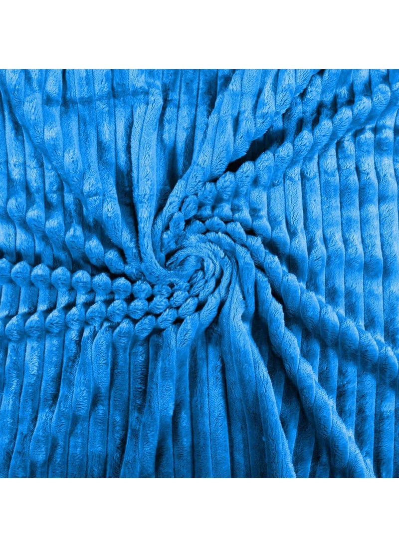  تي  جي  إتش - بطانية فانيلا مخططة، بطانية فاخرة، ناعمة للغاية، بحجم مفرد (160x220سم) للسرير والأرائك، دافئة ومريحة بشكل فاخر. - Image 1