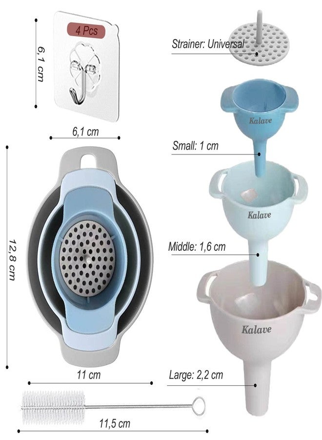 Kalave Set of 4 Funnels for Filling Bottles, BPA-Free Food Grade Kitchen Funnels with Detachable Strainer Filter for Kitchen Use Oil, Liquid, Dry Ingredients and Powder - Image 2