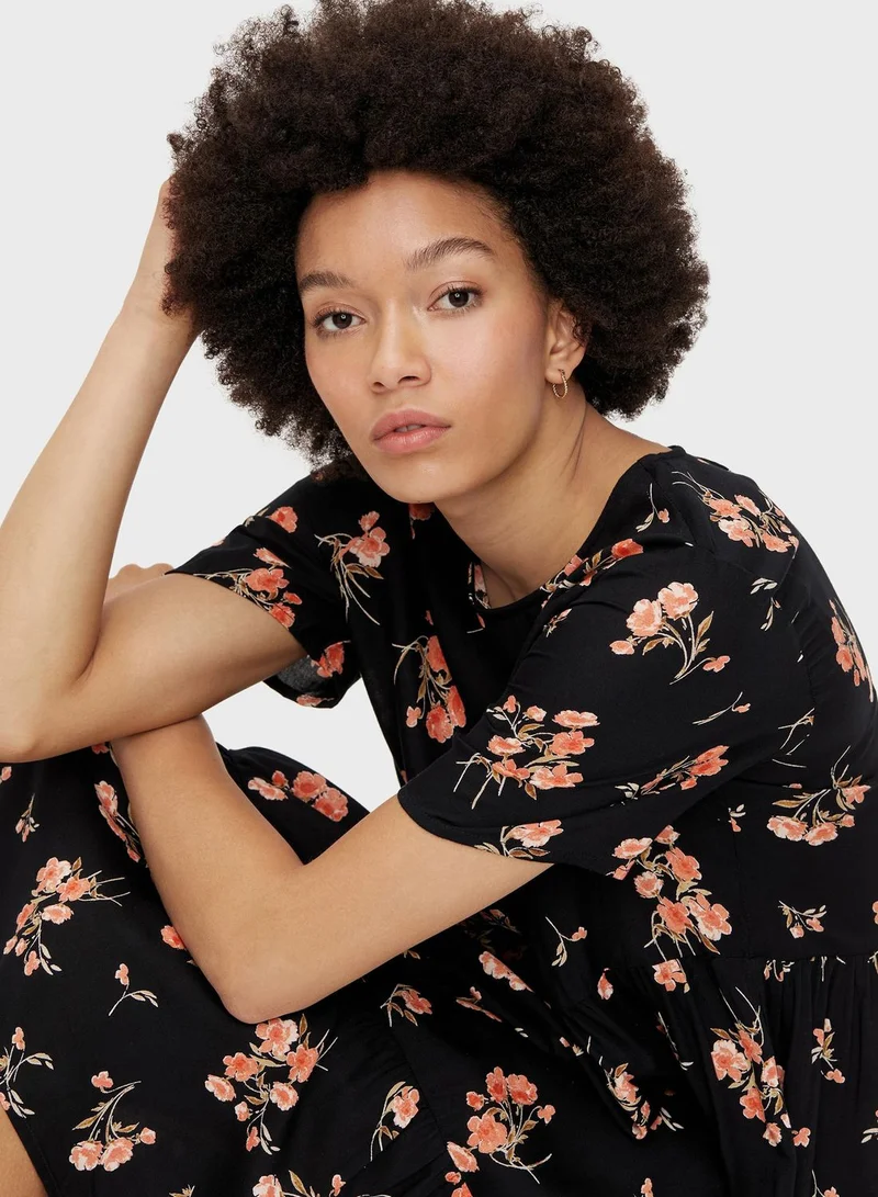 PIECES Floral Tiered Dress
