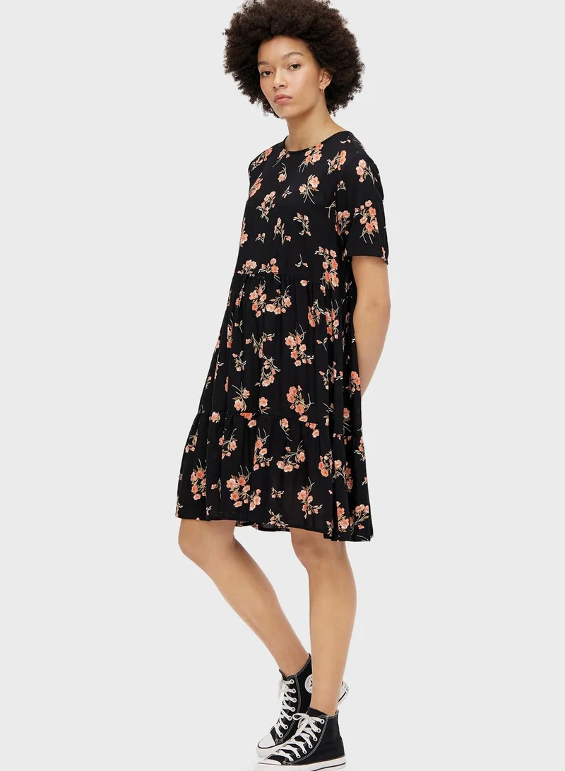 PIECES Floral Tiered Dress