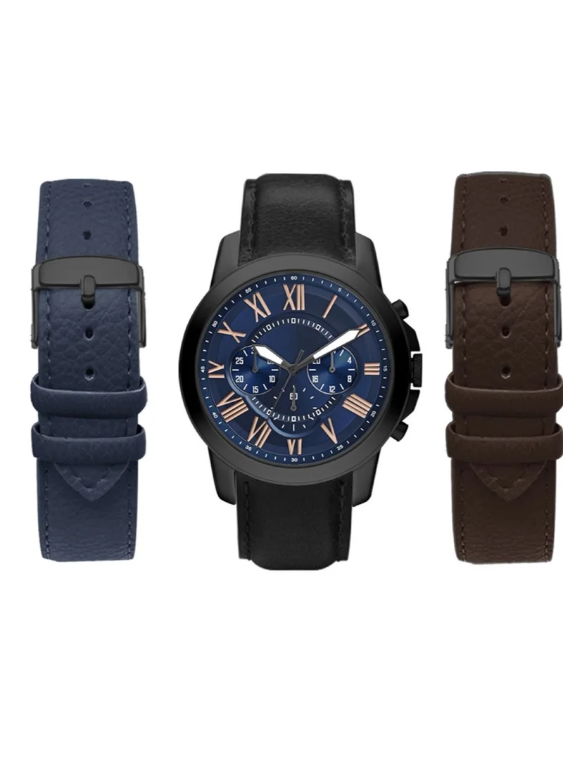 American Exchange American Exchange Men's Interchangeables PU Leather Strap Analogue Watch, 5316B-42-J02