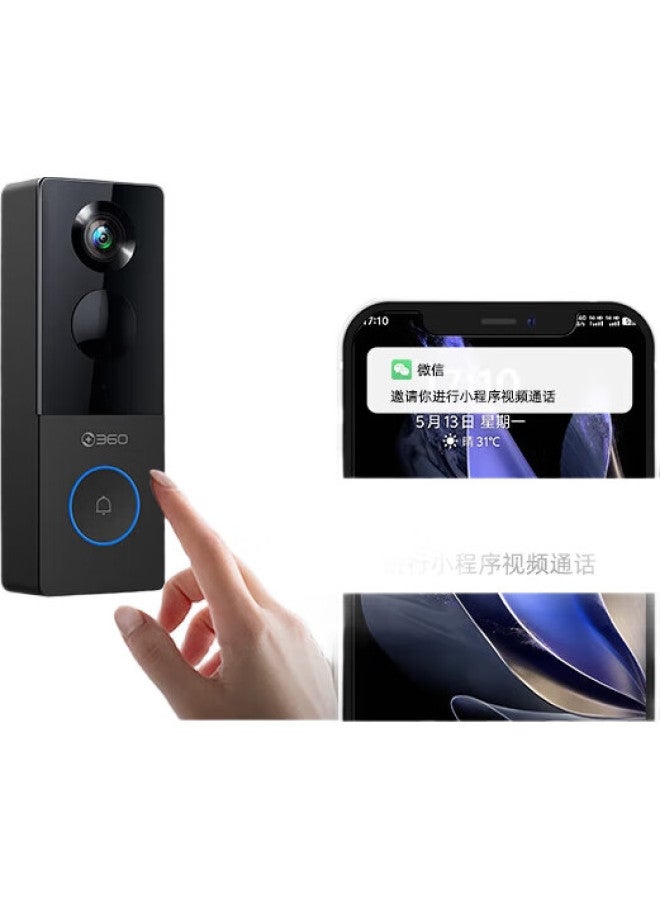 360 Visual Doorbell 6, 300W High-Definition Quality, Home Surveillance Smart Doorbell With Electronic Peephole Camera, Wireless Wifi Remote Viewing Via Smartphone, Two-Way Audio - Image 2