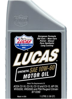 LUCAS OIL Synthetic SAE 10W-60 Motor Oil  - Image 2
