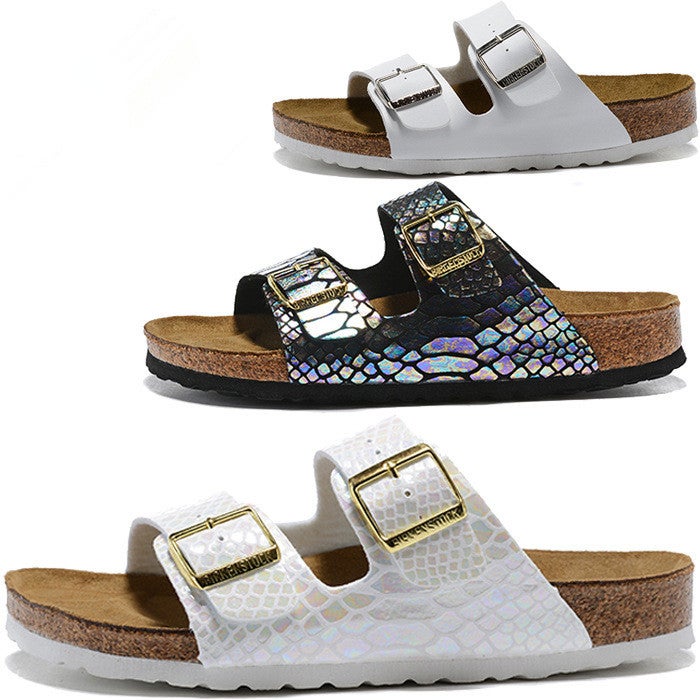 BIRKENSTOCK Unisex Double Buckle Cork Sole Open Toe Flat Slide Sandals for Beach and Casual Wear - Image 3