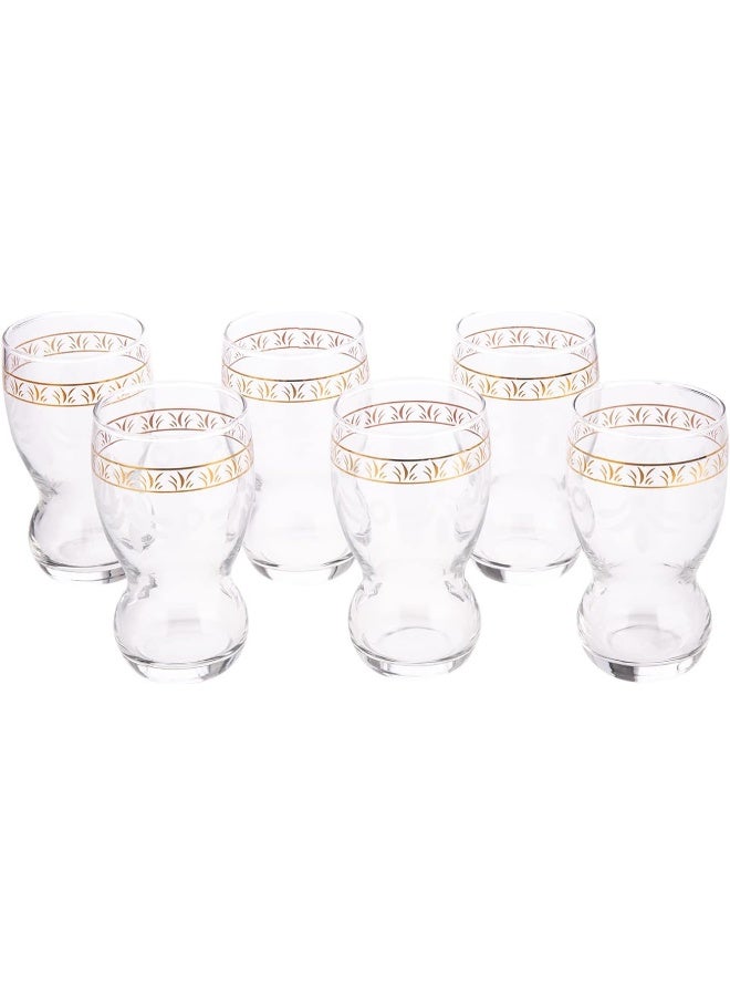 AKDC Perfection Glass Tumbler 6Pcs L(7CM) XW(7CM) XH(13CM) Gold, transparent - Image 1