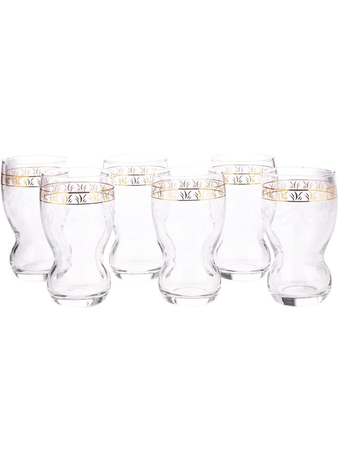 AKDC Perfection Glass Tumbler 6Pcs L(7CM) XW(7CM) XH(13CM) Gold, transparent - Image 2