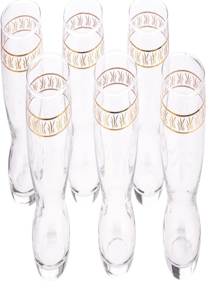 AKDC Perfection Glass Tumbler 6Pcs L(7CM) XW(7CM) XH(13CM) Gold, transparent - Image 5