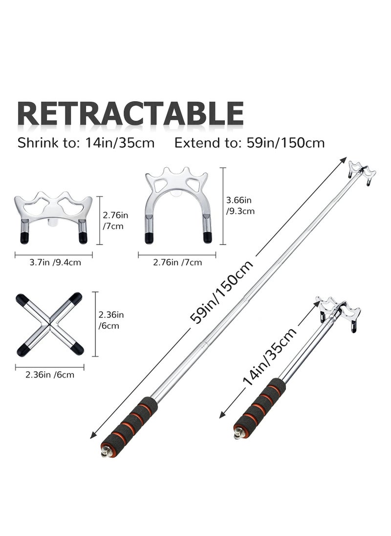 SYOSI - Retractable Billiard Bridge Stand with 3 Pieces of Detachable Bridge Heads Easy Storage Light Weight Suitable for Pool Table  Snooker (Silver  Set of 4) - Image 1