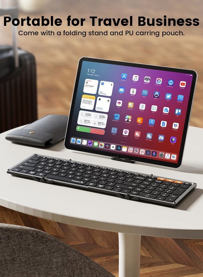 ProtoArc Backlit Foldable Keyboard, XK01 Plus Folding Portable Bluetooth Keyboard for Travel, Full Size External Wireless Keyboard with Backlight for iPad Surface Tablet Smartphone Laptop PC - Image 4