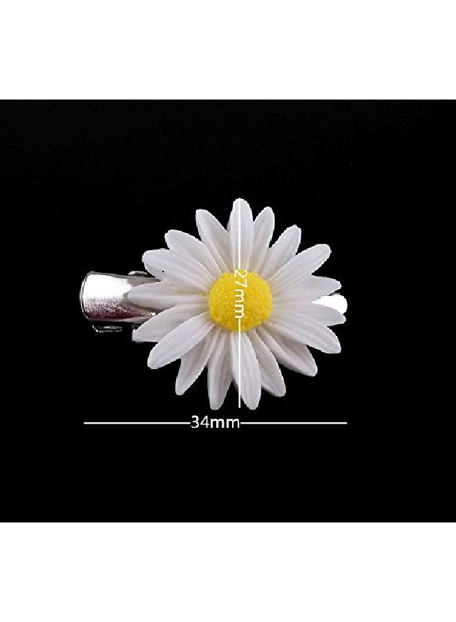 Yueton 10Pcs Little Daisy Flower Barrettes Bobby Pin Alligator Clip Hair Clips Bride Headwear Edge Clip Clamps (White) - Image 5