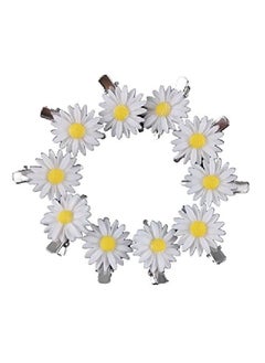 Yueton 10Pcs Little Daisy Flower Barrettes Bobby Pin Alligator Clip Hair Clips Bride Headwear Edge Clip Clamps (White)  - Image 1