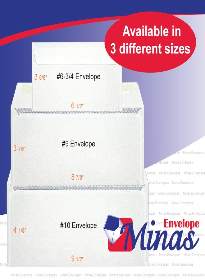 Minas Envelope 500 Minas Envelope #10 Business Envelopes, Security Tinted, Left Window, 4 1/8 x 9 1/2 Inches, 24lb White Paper, Gummed Flap, 500 Count, Made in USA - Image 3