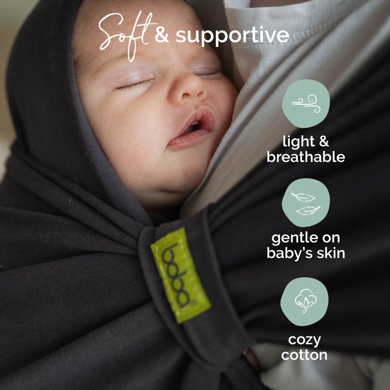 Boba Bliss Hybrid Baby Carrier Newborn To Toddler - 2-In-1 Baby Wrap & Baby Carrier - Pre-Wrapped Baby Sling Wrap Newborn - Certified Hip-Healthy - Soft & Stretchy Baby Sling- 7-35 Lbs (Charcoal) - Image 4