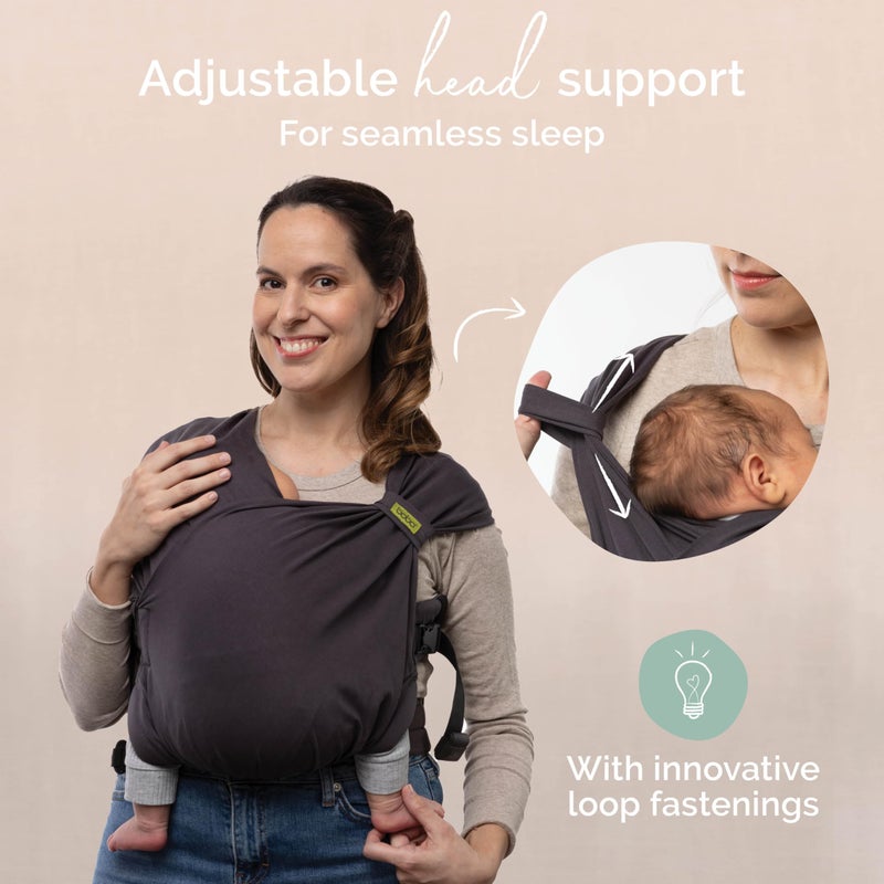 Boba Bliss Hybrid Baby Carrier Newborn To Toddler - 2-In-1 Baby Wrap & Baby Carrier - Pre-Wrapped Baby Sling Wrap Newborn - Certified Hip-Healthy - Soft & Stretchy Baby Sling- 7-35 Lbs (Charcoal) - Image 5
