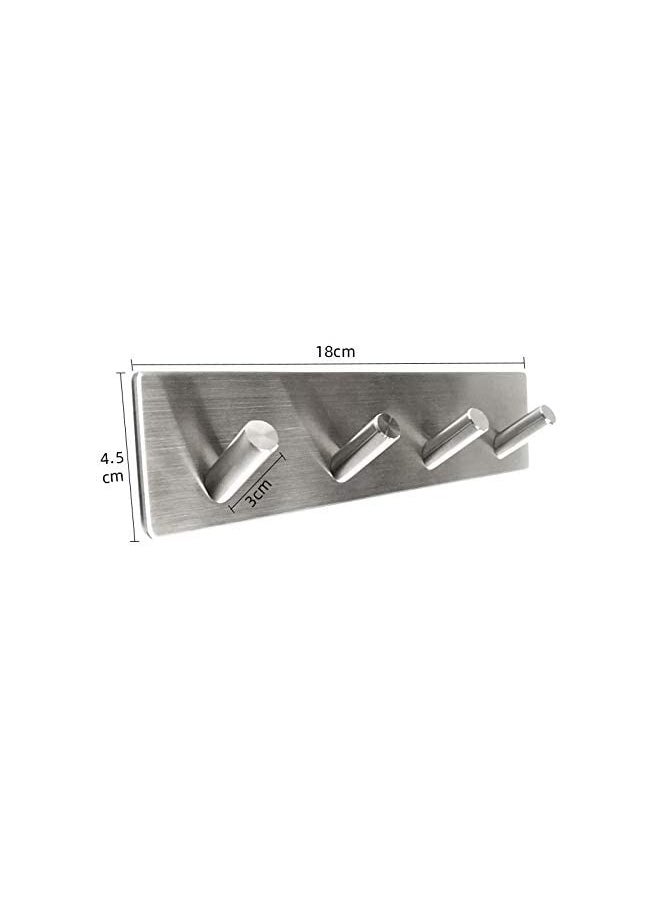 BreeJooy - Adhesive Hooks, Wall Hanger Towel Hooks Heavy Duty Hooks for Hanging Ideal for Bathroom Shower Kitchen Home Door Closet Cabinet Stainless Steel - Image 1
