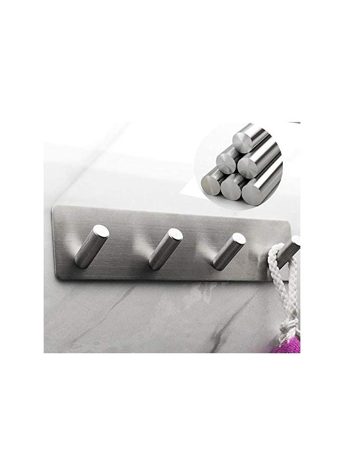BreeJooy - Adhesive Hooks, Wall Hanger Towel Hooks Heavy Duty Hooks for Hanging Ideal for Bathroom Shower Kitchen Home Door Closet Cabinet Stainless Steel - Image 1