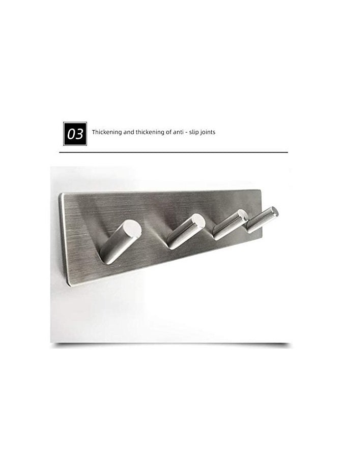 BreeJooy - Adhesive Hooks, Wall Hanger Towel Hooks Heavy Duty Hooks for Hanging Ideal for Bathroom Shower Kitchen Home Door Closet Cabinet Stainless Steel - Image 1