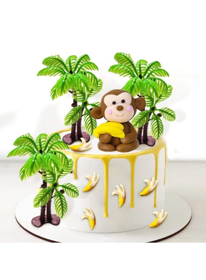 RASSLISA 11 PCS Monkey Cake Topper with Coconut Trees Banana Cake Decoration for Jungle Safari Animal Themed Birthday Baby Shower Party Supplies - Image 1