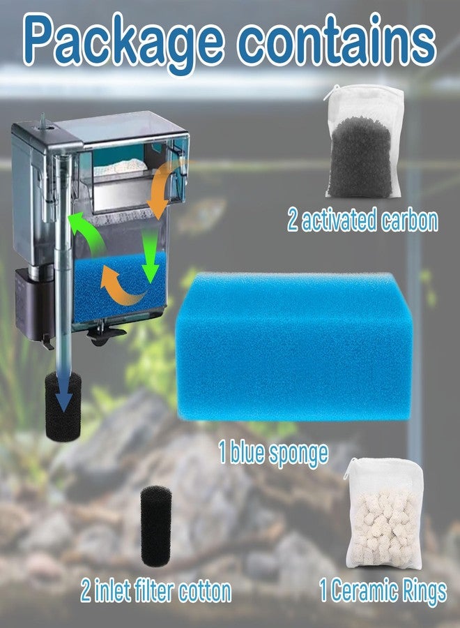 8B8B Aquarium Media Maintenance Kit Replacement for Fluval AC50 Power Filter, Includes 1 Blue Foam Filters, 2 Intake Strainer Sponge,1Pack Ceramic Rings and 2 Pack Activated Carbon - Image 3