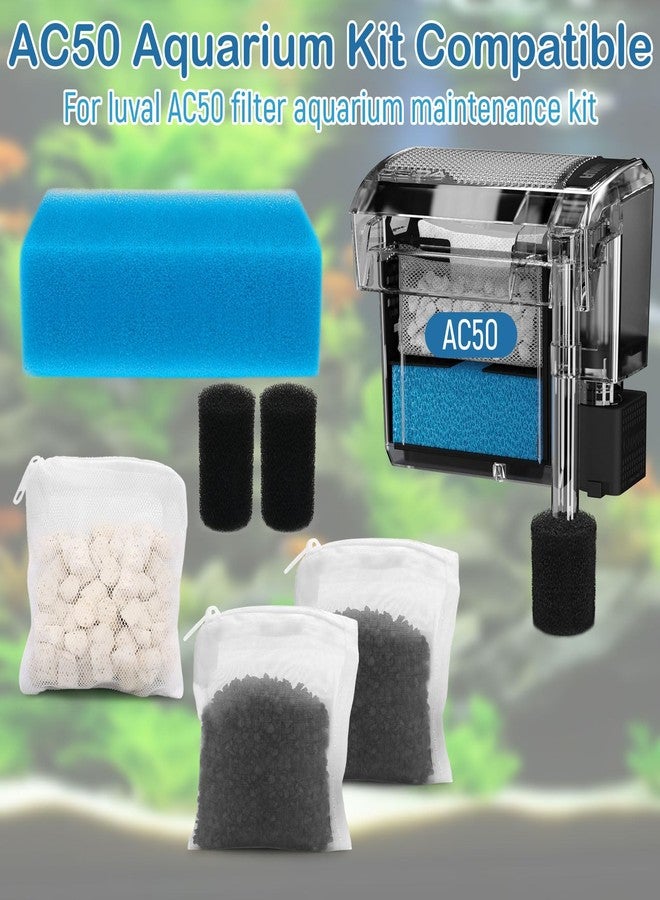 8B8B Aquarium Media Maintenance Kit Replacement for Fluval AC50 Power Filter, Includes 1 Blue Foam Filters, 2 Intake Strainer Sponge,1Pack Ceramic Rings and 2 Pack Activated Carbon - Image 2
