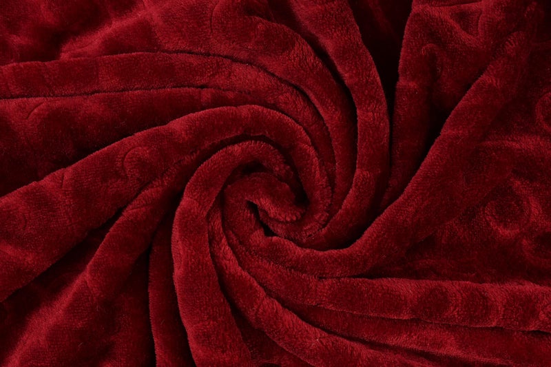Goyal's 500 TC Mink Blanket Single Bed | Super Soft Heavy Warm Blanket | Floral Embossed Design | 63 x 85 Inches, Pack of 1, Breathable - Deep Maroon - Image 4