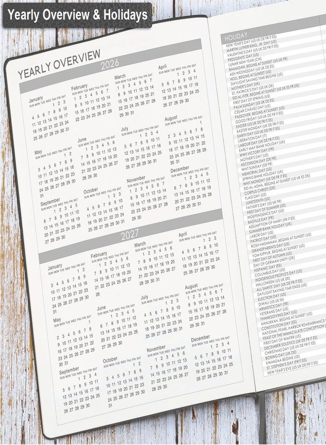Lemome Planner 2026-2027 - 8.5" x 11" 2026-2027 Planner Weekly and Monthly, July 2026 - June 2027, Faux Leather Cover, Pen Holder, Pocket, 25 Notes Pages, A4 Premium Paper - Gray - Image 5